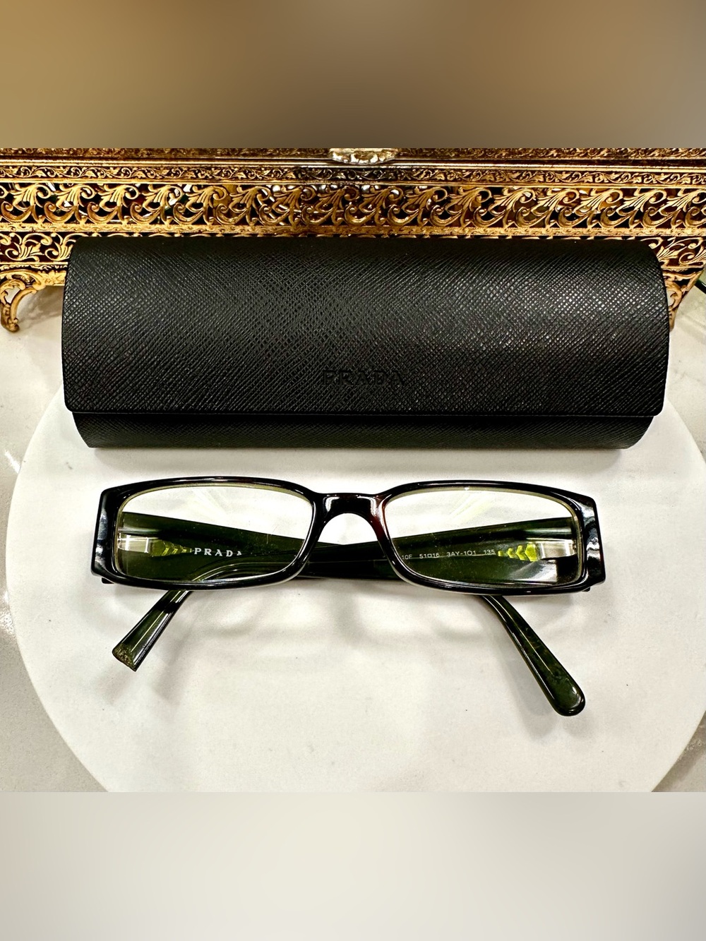 Prada Project Green Jeweled Rx Eyeglass Frames, 1 broken temple tip w/Prada Case - Picture 16 of 17